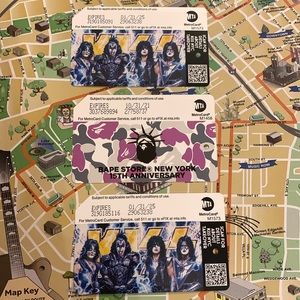 Rare, collectible limited edition NYC 3 metrocards. New as shown